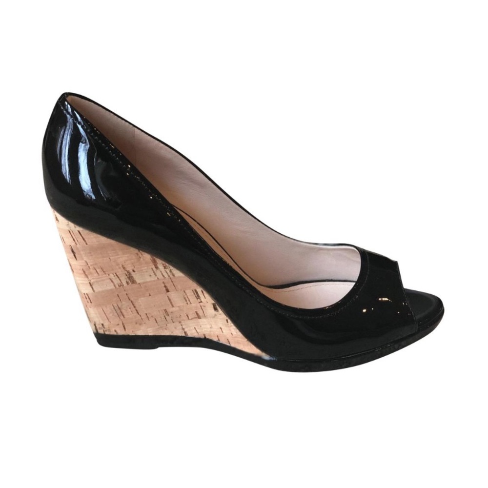 Prada Black Patent Leather Wedge
